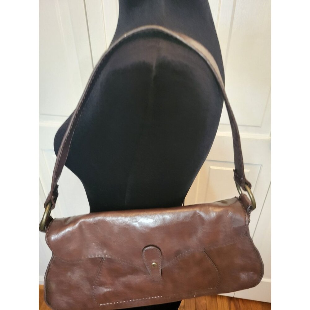 Fina Firenze Y2K Brown Faux Leather Hobo Bag Bronze Hardware Boho 00s Retro - Picture 2 of 9